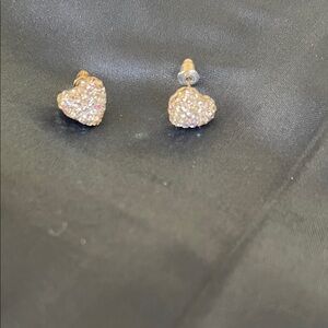 Gold Heart Stud Earrings
